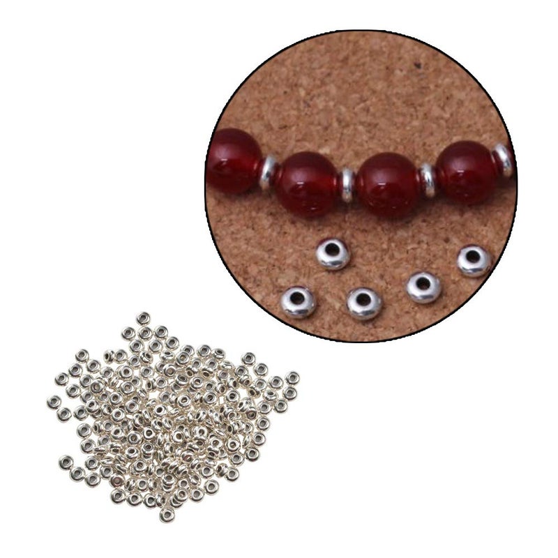 Wixine 200Pcs Round Silver Stainless Steel Spacer Beads DIY Jewelry Findings - Image 1